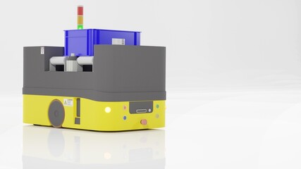 AGV ( (Automated guided vehicle) with drive roller background. 3D illustration