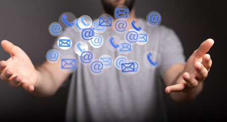 flying email icon and web flying