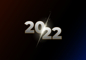 2022 Happy New Year poster. Design template with typography logo on dark background. Minimalistic template.