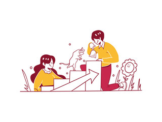 business finance Get profit Increase in bull market Grow hand drawn design style Vector Illustration