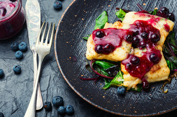 Baked pangasius fish with blueberries
