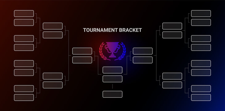 Tournament bracket championship with winners cup and wreat. Vector design