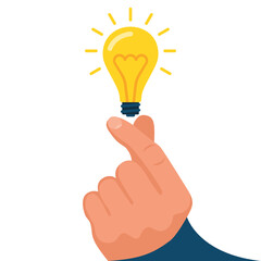 Fototapeta premium The idea appeared. Snapping fingers and the appearance of a new idea. Snap concept. Vector illustration flat style design. Idea and solution. Modern innovation concept. Fast decision.