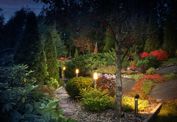 Illuminated home garden path patio lights autumns