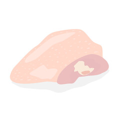 Raw chicken thigh isolated on white background.