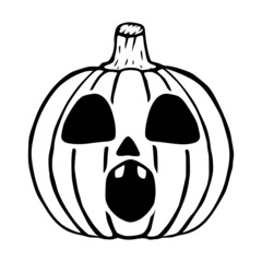 Surprised Jack O Lantern glyph icon, halloween pumpkin isolated