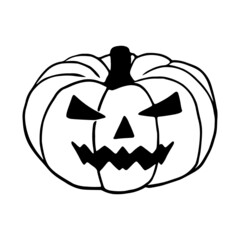 Mad Jack O Lantern icon, halloween pumpkin isolated