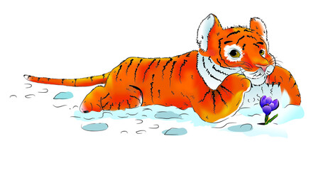 Cute cartoon tiger illustration. 2022 symbol. New year. 