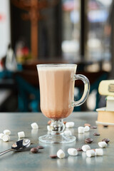 Cocoa with marshmallows on the table