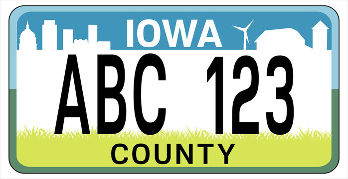vehicle licence plates marking in IOWA in United States of America