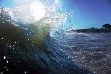 Splashing sea waves on the coast