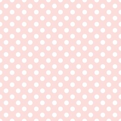 White and Pink Polka Dot seamless pattern. Vector background.