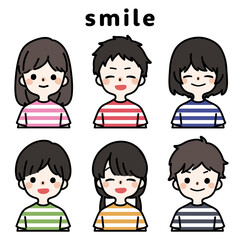 人物イラストセット_子供_笑顔