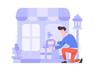 Customer Buy Items in E-commerce Marketplace Concept Flat Style Design Illustration