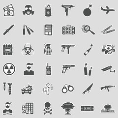 Terrorist Icons. Sticker Design. Vector Illustration.