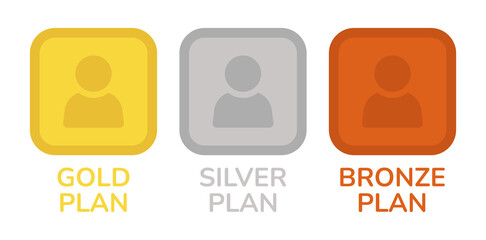 Membership plan icon. Containing gold plan, silver plan and bronze plan icon vector illustration.