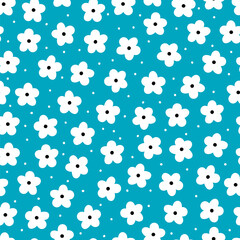 Cute floral seamless pattern. Trendy garden print texture for fabric, cloth, textile, wrapping paper. Hand drawn flowers
