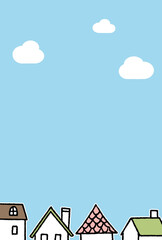 手描き風のまちなみ_春の住宅街