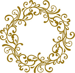 Simple round gold floral frame design
