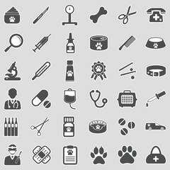 Veterinary Icons. Sticker Design. Vector Illustration.