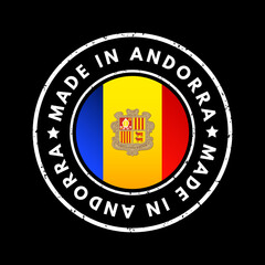 Made in Andorra text emblem badge, concept background