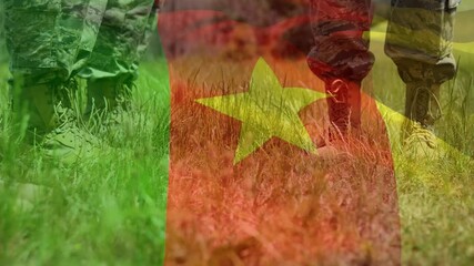 Animation of flag of cameroon over soldiers - Powered by Adobe