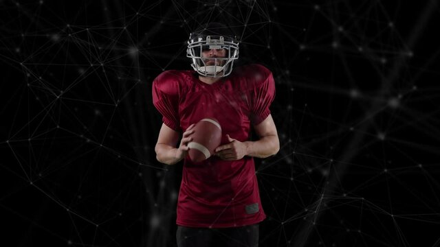 Animation of network of connections over caucasian american football player