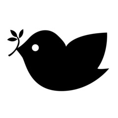 Black bird icon isolated on white background.