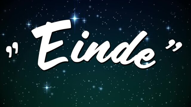Animation of einde text over glowing stars