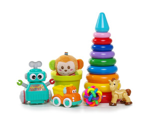 Toys collection isolated on white