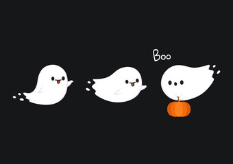 Cute ghost cartoon vector. Ghost character design.