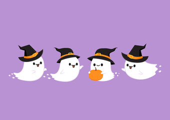 Cute ghost cartoon vector. Ghost character design.