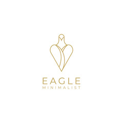 luxury minimalist simple elegant gold eagle logo design in line art style