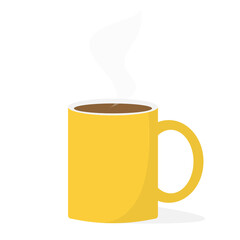 Yellow mug of coffee vector isolated on white.