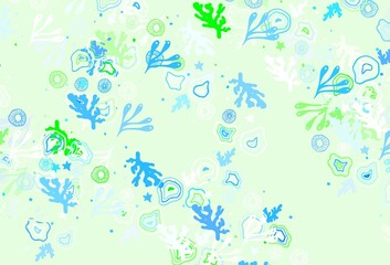 Light Blue, Green vector backdrop with memphis shapes.