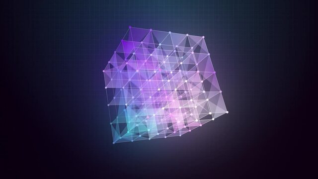 Cube Rotating Glowing Element Blue and Purple Presentation [30sec 60fps Looping Background]