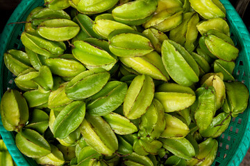 Basket of star fruits - Averrhoa carambola