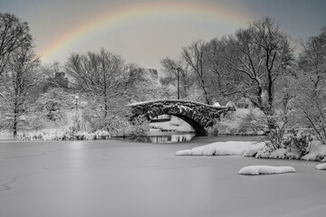 Gapstow Bridge in Central Park winter