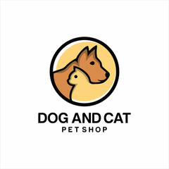 Vector logo design template for pet shop. Vector logo template with cat and dog.
