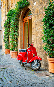 red scooter on the street