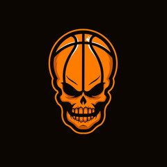 Basketball Skull illustration logo, basketball with skull and inscription