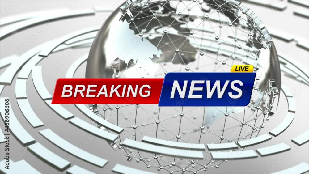 Poster breaking news template intro for tv broadcast news show program with 3d breaking news text and badge