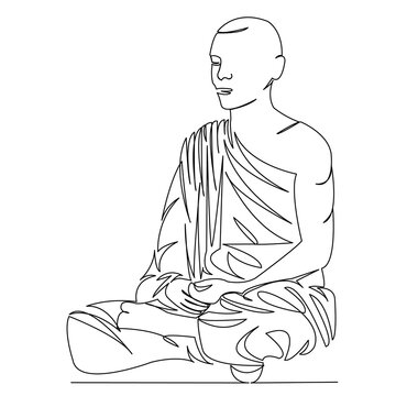 monk sitting, line art, meditating clip art preview