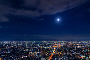 Obraz premium [大阪府]あべのハルカスからの大阪市街の夜景