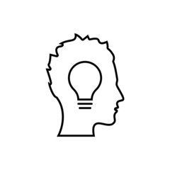 Human head creating idea icon isolated on white background