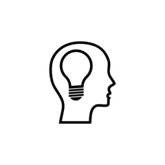 Human head creating idea icon isolated on white background