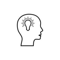 Human head creating idea icon isolated on white background