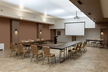 Interior of an empty hotel meeting room