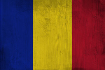 Patriotic wooden background in color of  Chad flag