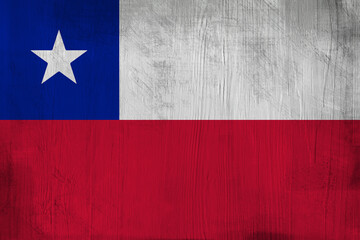 Patriotic wooden background in color of  Chile flag